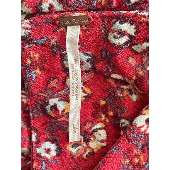 Free People Say Hello Boho Red Floral  Mini Dress - Picture 6 of 12